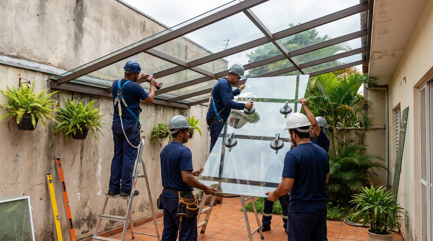 Instalação de cobertura de vidro em Nova Iguaçu-RJ