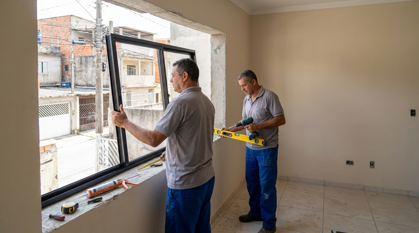 Esquadria de alumínio com vista para rua em Nova Iguaçu-RJ