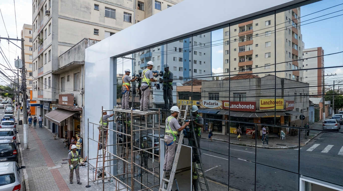 Fachada espelhada em esquina em Nova Iguaçu-RJ