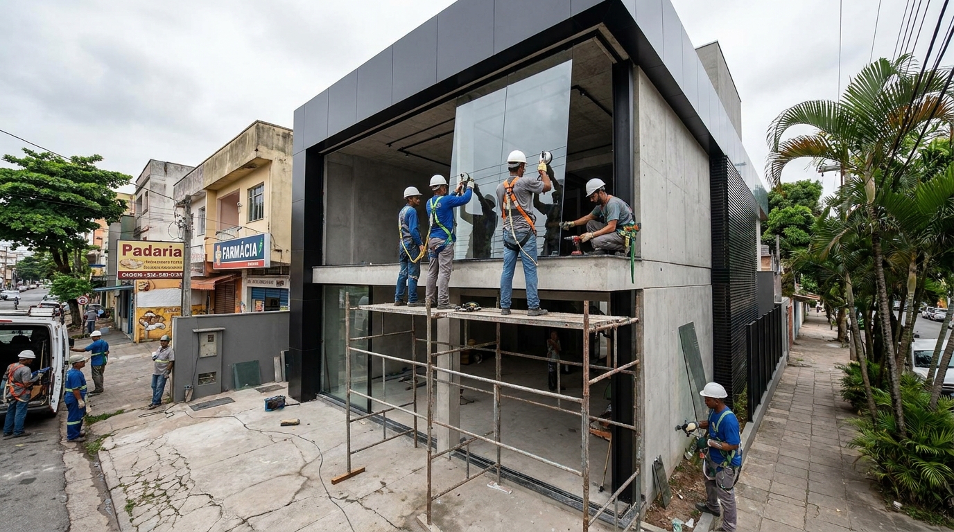 Fachada preta moderna em Nova Iguaçu-RJ
